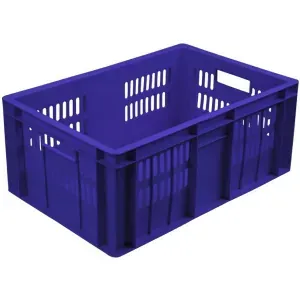 Ящики и лотки Ящик L 60см w 40см h 25см перфорированный с ручками Тара 201-1 синий