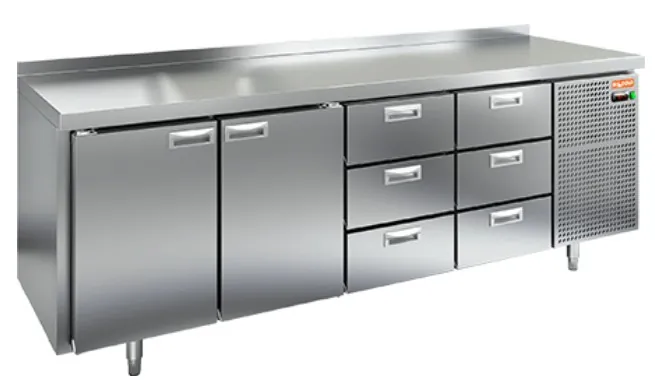 GN 1133/TN стол охл.(-2+10), 2 двери, 6ящиков, 2280х700х850мм, Hicold RUS