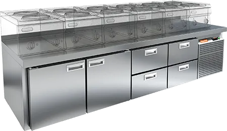 СТОЛ С ХОЛОДИЛЬНЫМ ШКАФОМ Hicold SN 1122/TN LT Sh (R290)