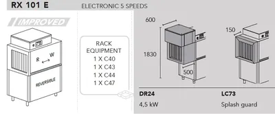 Конвейерные посудомоечные машины Машина посудомоечная Dihr RX 101 E SX+DDE+DR24+LC73+XP