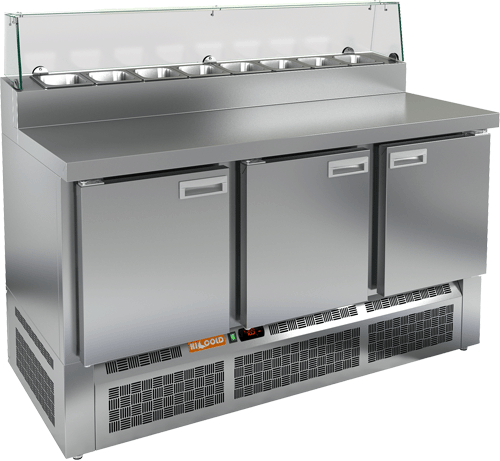 СТОЛ ДЛЯ ПИЦЦЫ HICOLD PZE2-111/GN (1/6H) СО СТЕКЛОМ (R290)