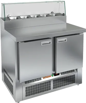 Столы для пиццы и салатов СТОЛ ДЛЯ ПИЦЦЫ HICOLD PZE2-11/GN (1/6H) СО СТЕКЛОМ (R290)
