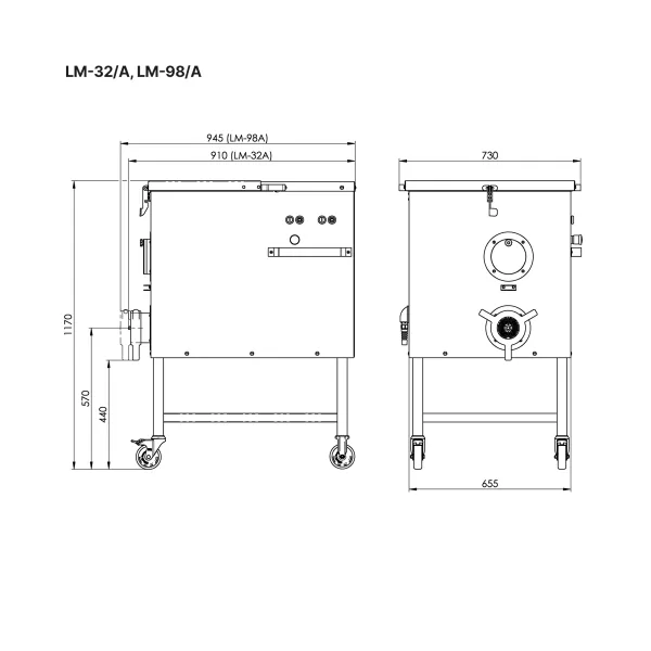Мясорубка KT LM-98/A, чугунный корпус, алюминиевый шнек, со смесителем