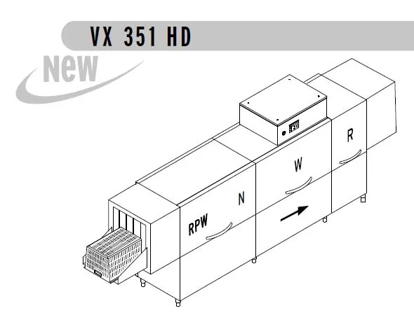 Конвейерные посудомоечные машины МАШИНА Д/МОЙКИ ЯЩИКОВ DIHR VX 351 DX+DDE+XP+DR99/2 ЧАСТИ