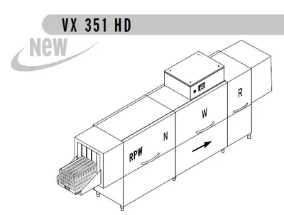 Конвейерные посудомоечные машины МАШИНА Д/МОЙКИ ЯЩИКОВ DIHR VX 351 DX+DDE+XP+DR99/2 ЧАСТИ