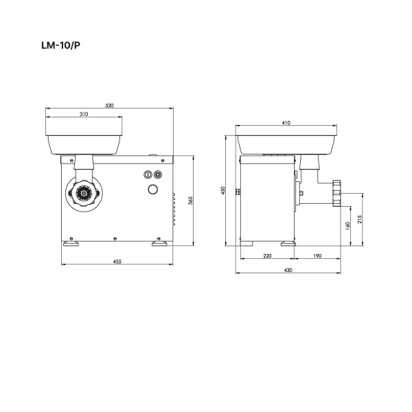 Мясорубка KT LM-10/P, нержавеющая сталь, с ручной загрузкой
