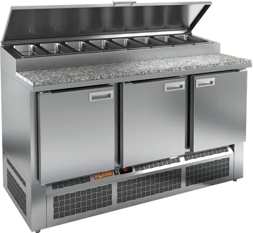 Столы для пиццы и салатов СТОЛ ДЛЯ ПИЦЦЫ HICOLD PZE1-111/GN (1/3H) КАМЕНЬ (R290)