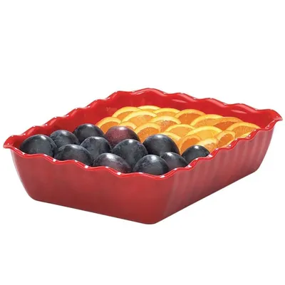 Салатник 330*265 мм. 4600 мл. h=80 мм. прямоугольный красный, Cambro