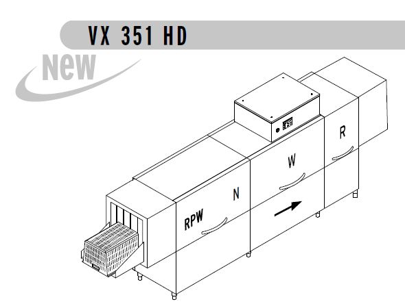 Конвейерные посудомоечные машины МАШИНА Д/МОЙКИ ЯЩИКОВ DIHR VX 351 DX+DDE+XP+DR99/2 ЧАСТИ