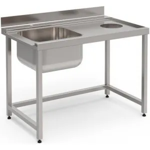 Стол т.м. Vortmax для ПМ Vortmax, Eksi, Fagor (1200х770х870)входн. ПРАВ отв. д/сбора отх