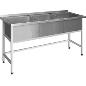 Ванна моечная Финист ВМП-3(1600х600х850) 2 отверстия для смесителя, борт, обвязка с 3-х сторон