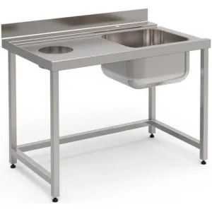 Стол т.м. Vortmax для ПМ Vortmax, Eksi, Fagor (1200х770х870)входн. ЛЕВ отв. д/сбора отх