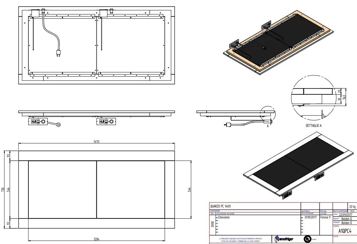 Поверхность тепловая Enofrigo QUARZO PC 1400 встр. цвет 1379