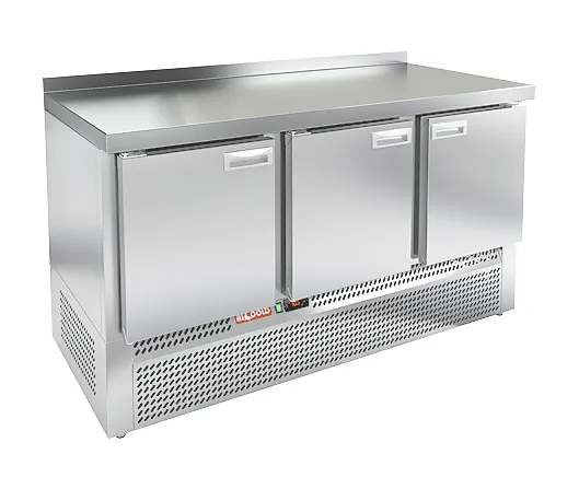 Столы морозильные SNE 111/BT W стол охл.(-10-18), 3 двери, 1485х600х850мм, ниж.распол.агрегата, пластифик., HICOLD RUS