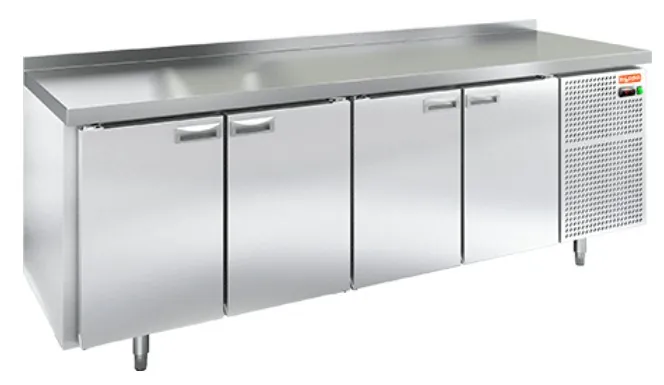 GN 1111/TN W стол охл. (-2+10), 4 двери, 2280х700х850мм, пластификат, Hicold RUS