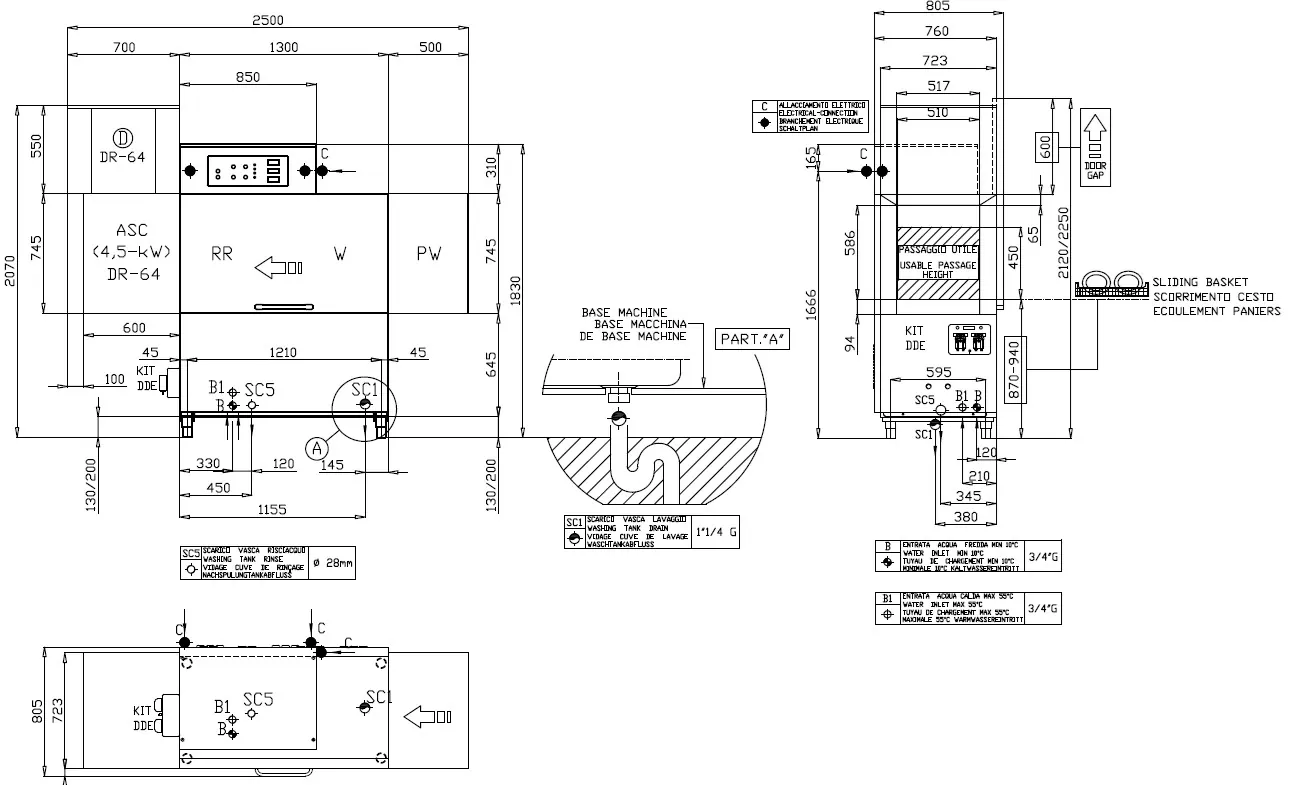 Конвейерные посудомоечные машины МАШИНА ПОСУДОМОЕЧНАЯ DIHR RX 144 DX+DDE+XP+DR64