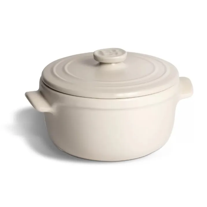Кастрюля 0,6 л. керам. d=13,5 см. h=10 см. с крышкой бежевая Emile Henry