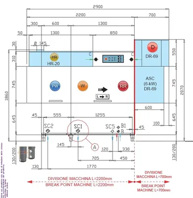 Конвейерные посудомоечные машины МАШИНА ПОСУДОМОЕЧНАЯ DIHR RX 184 SX+DR69+HR20/ДЕЛЕНИЕ 2 ЧАСТИ