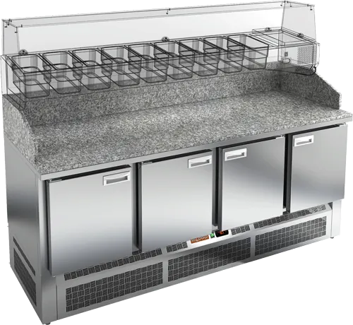 Столы для пиццы и салатов СТОЛ ДЛЯ ПИЦЦЫ HICOLD PZE3-1111/GN КАМЕНЬ (R290)