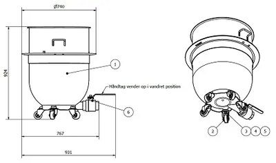 Дежи и тележки для дежей Дежа миксера Varimixer 28AR200-75M 200Л