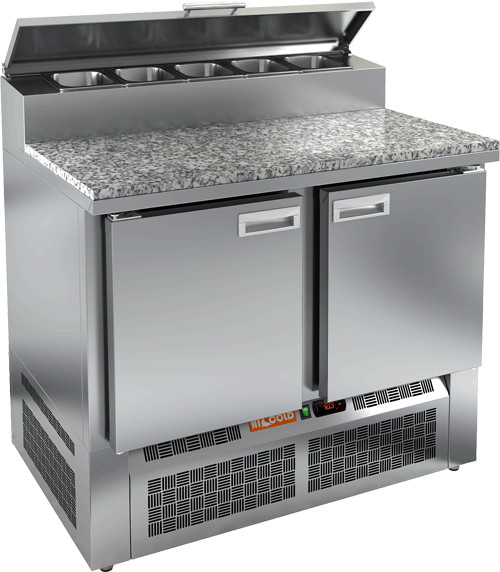 Столы для пиццы и салатов СТОЛ ДЛЯ ПИЦЦЫ HICOLD PZE2-11/GN (1/6H) КАМЕНЬ (R290)