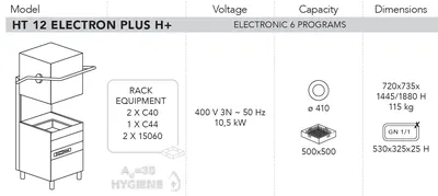 Купольные посудомоечные машины Машина посудомоечная Dihr HT 12 ELECTRON PLUS H+