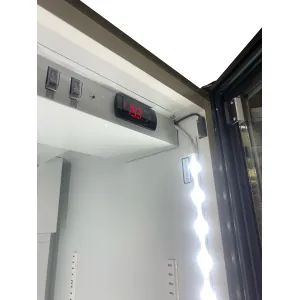Шкаф для напитков Frigoglass Max 500 B (R290) (сер.корпус, бел.кабинет, перенавес дв., 2Led, 6полок, 6цд, контроллер, откл.освещ.)