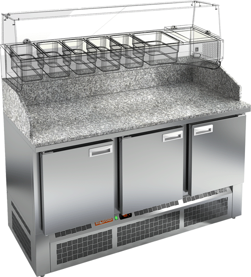 СТОЛ ДЛЯ ПИЦЦЫ HICOLD PZE3-111/SN КАМЕНЬ (R290)