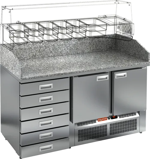 Столы для пиццы и салатов СТОЛ ДЛЯ ПИЦЦЫ HICOLD PZE4-11/GN КАМЕНЬ (R290)