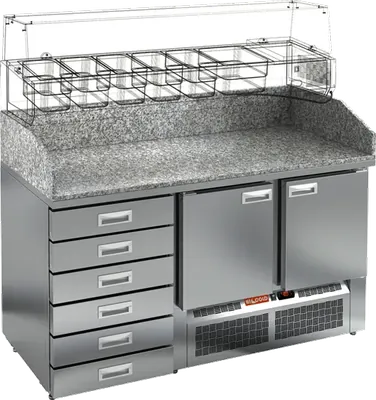 Столы для пиццы и салатов СТОЛ ДЛЯ ПИЦЦЫ HICOLD PZE4-11/GN КАМЕНЬ (R290)