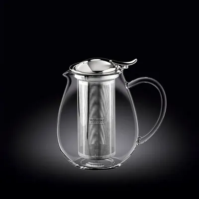 Инвентарь для кофе и чая Чайник 850 мл. заварочный с откидной крышкой и колбой нерж. Термостекло Wilmax