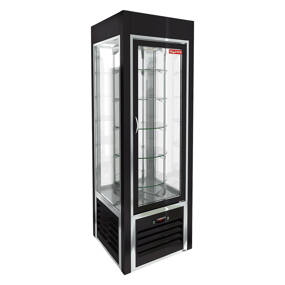 Витрины кондитерские VRC 350 R Sh Black FR витрина охл. кондитерская., вращ. полки, на низ. ножках, чёрная, рамка нерж.