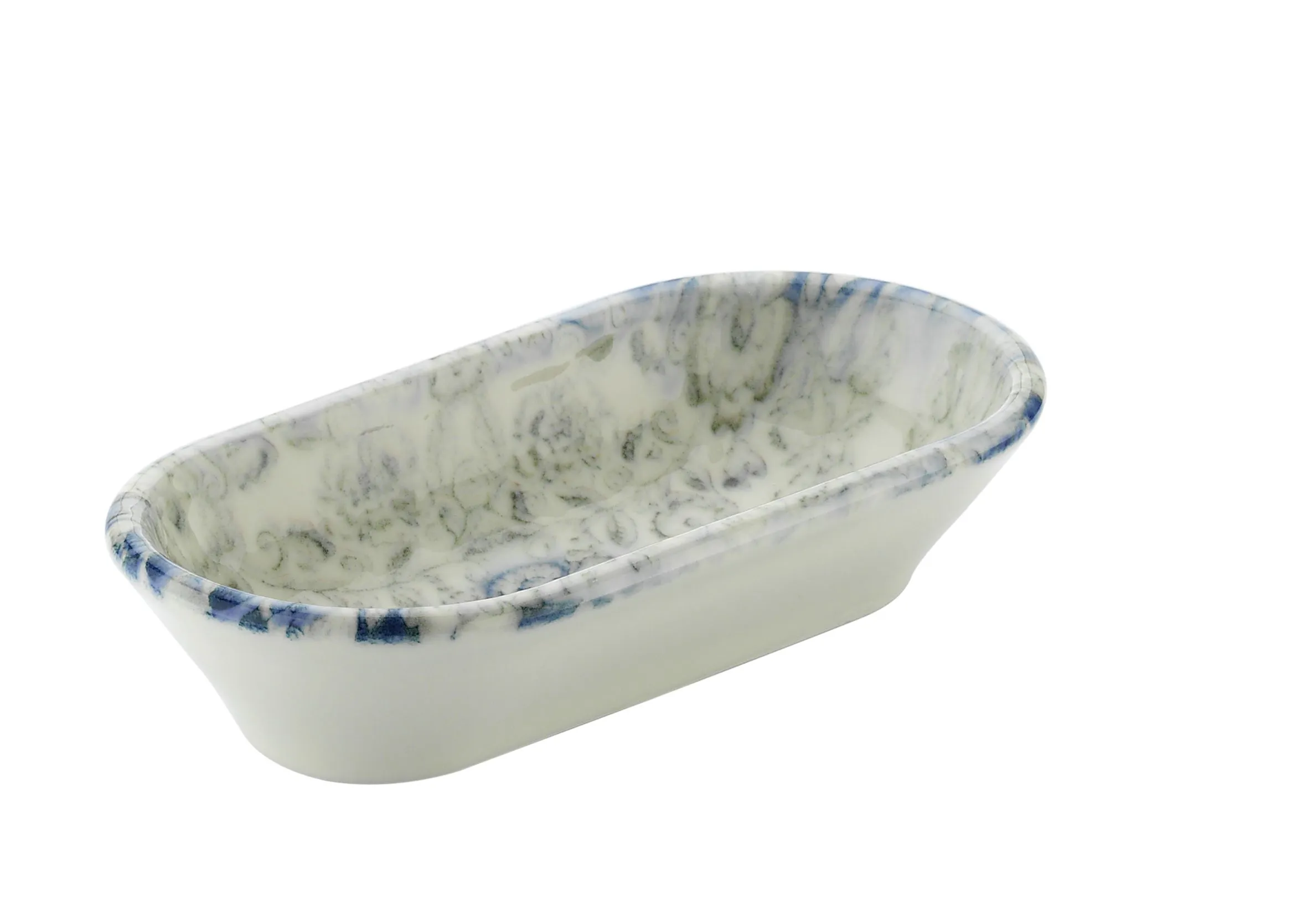 Kutahya Blue Blanc BNOFD16OKS891310 Салатник овальный (D1, 180мл, L16см, h3,7см)