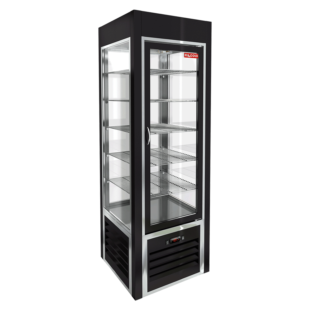 Витрины кондитерские VRC 350 Sh Black FR витрина охл. кондитерская., на низ. ножках, чёрная, рамка нерж., HICOLD RUS