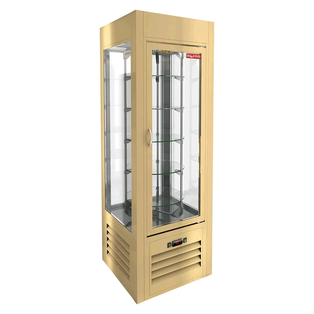 Витрины кондитерские VRC 350 R Sh Beige витрина охл. кондитерская., вращ. полки, на низ. ножках, бежевая, рамка в тон