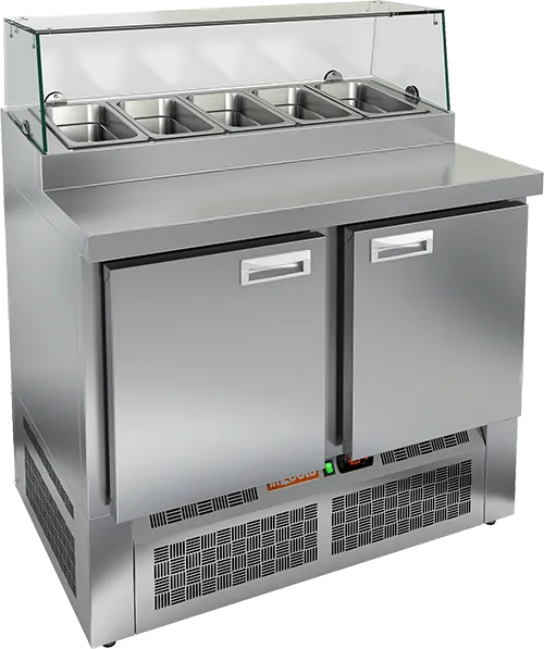 Столы для пиццы и салатов СТОЛ ДЛЯ ПИЦЦЫ HICOLD PZE1-11/GN (1/3H) СО СТЕКЛОМ (R290)