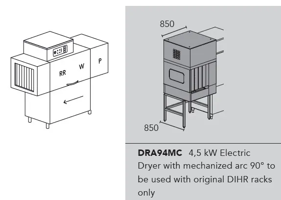 Конвейерные посудомоечные машины МАШИНА ПОСУДОМОЕЧНАЯ DIHR RX 144 DX+DDE+XP+DRA94MC