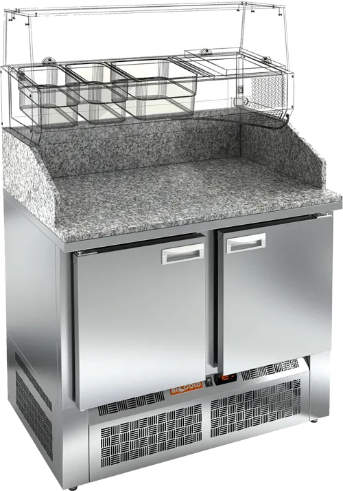 Столы для пиццы и салатов СТОЛ ДЛЯ ПИЦЦЫ HICOLD PZE3-11/GN КАМЕНЬ (R290)