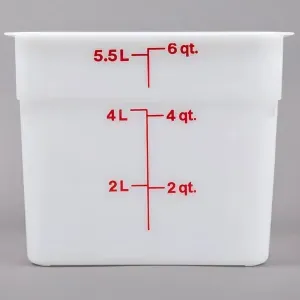 Контейнер 5.7л L 21.5см h 18.5см с градуировкой полиэтилен Cambro 6SFSP-148