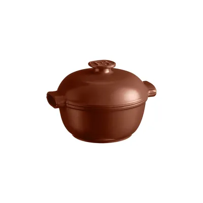 Наплитная посуда Кастрюля 2,0 л. керам. d=22,5 см. h=18 см. с крышкой (индукция) коричневая Emile Henry
