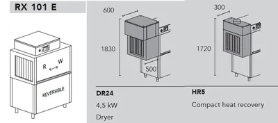 Конвейерные посудомоечные машины МАШИНА ПОСУДОМОЕЧНАЯ DIHR RX 101 E SX+DR24+HR5+DDE/ДЕЛЕНИЕ 2 ЧАСТИ