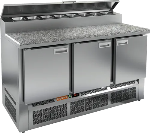 Столы для пиццы и салатов СТОЛ ДЛЯ ПИЦЦЫ HICOLD PZE2-111/GN (1/6H) КАМЕНЬ (R290)