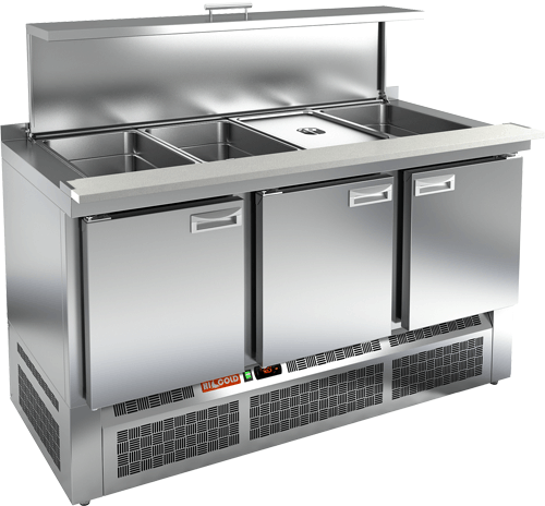 СТОЛ ДЛЯ САЛАТОВ HICOLD SLE3-111GN ПОЛИПРОПИЛЕН С КРЫШКОЙ (R290)